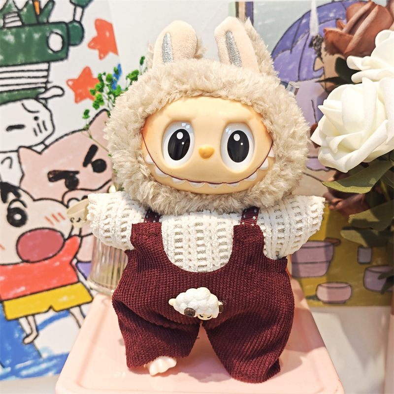 Labubu ベビー服ビニールラブブ 17 センチメートル人形かわいいドレスアップカジュアルスーツスカートぬいぐるみ服|undefined