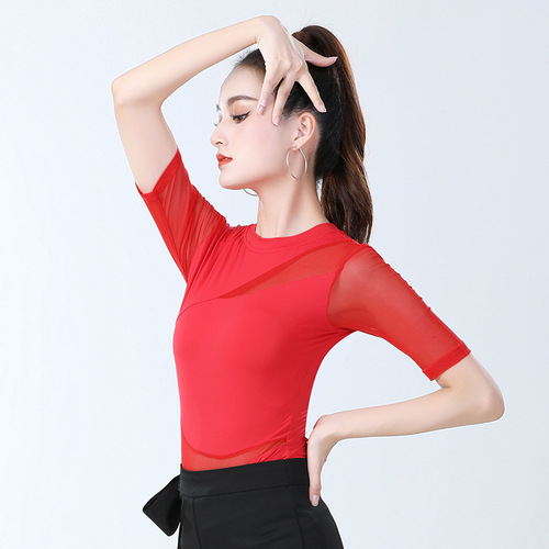 Modern dance clothes for women new shape Latin dance practice clothes for ballroom dance modern dance ballroom dance top mesh