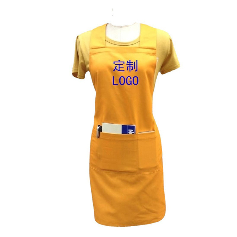 Delantal de publicidad correa cruzada algodón catering delantal camarero chef ropa de trabajo hogar cocina delantal al por mayor