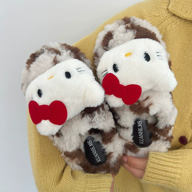 Зимняя новая супер теплая и милая пара хлопчатобумажные тапочки домашние женские плюшевые противоскользящие хлопчатобумажные тапочки