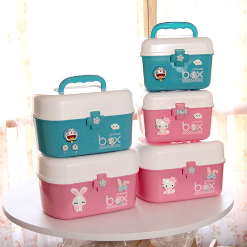 Family size medicine box medicine box multi-layer portable first aid small cute storage box household children's plastic