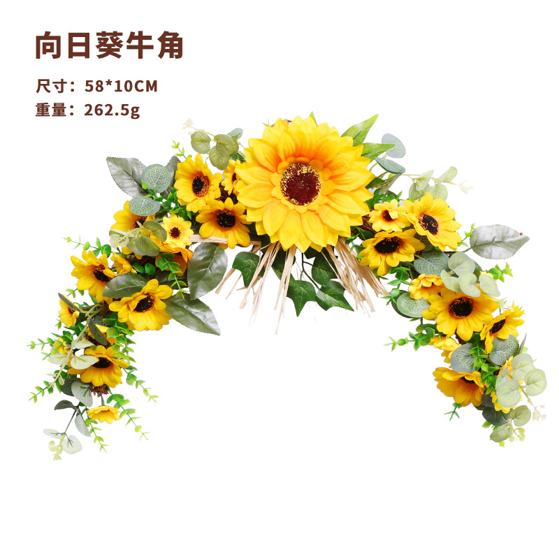 Comercio electrónico transfronterizo ins estilo europeo estilo pastoral decoración del hogar simulación girasol caña cornella colgada en la pared