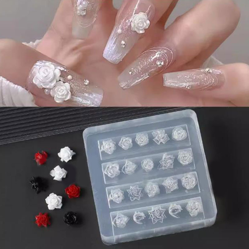 立体的な花のバラの形のネイルアートデコレーション高透明シリコンモールド DIY 接着剤彫刻接着剤モールド交換用モールド|undefined