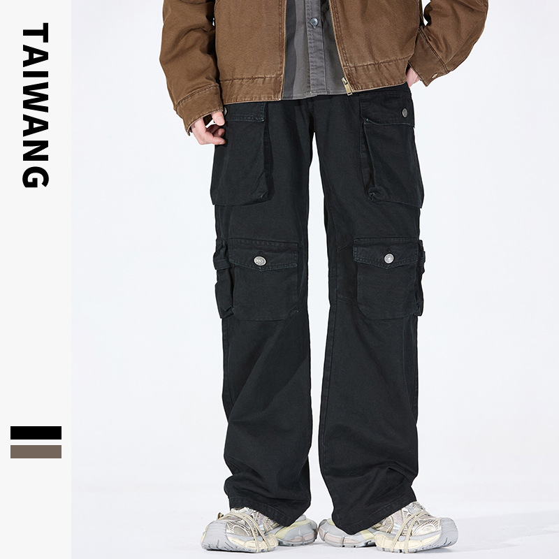 Îmbrăcăminte bărbătească, îmbrăcăminte bărbătească, pantaloni casual la modă, pentru bărbați, toamna și iarna, gata de purtat, pantaloni lejeri cu mai multe buzunare, pantaloni de șters bărbați_voghion.com