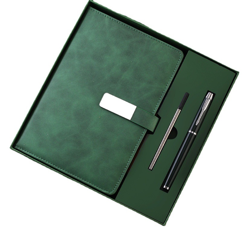 En stock cuaderno de gama alta caja de regalo logotipo imprimible conjunto completo letras empresa Reunión Anual regalo traje diario libro