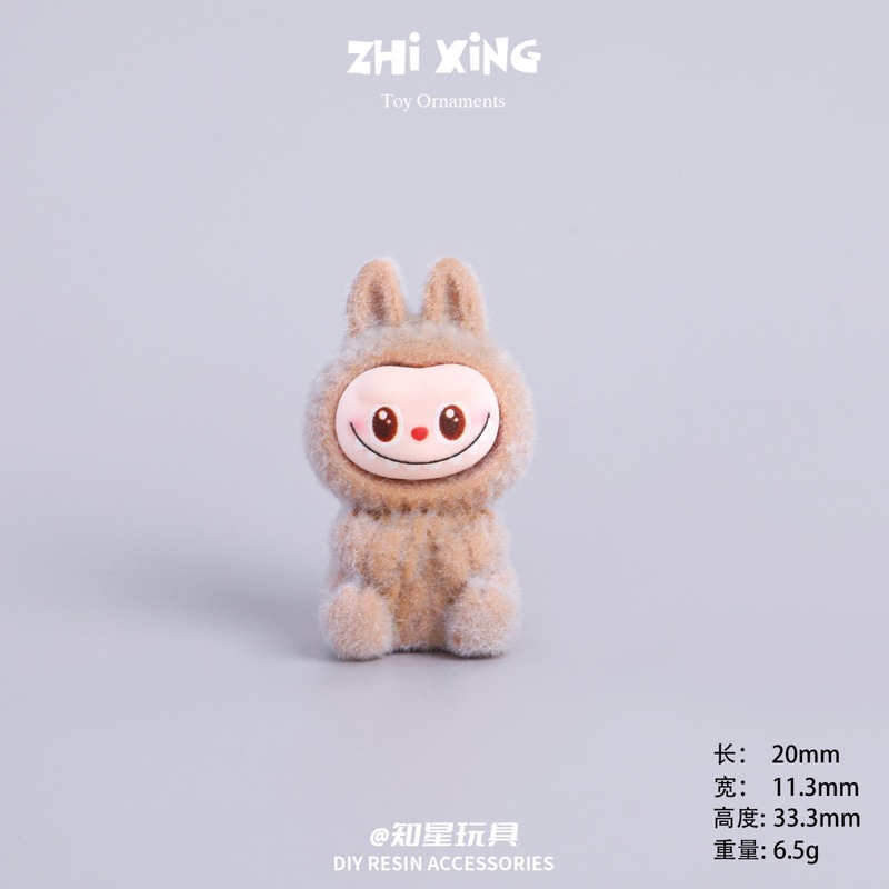 卡通树脂立体植绒坐地拉布布 DIY奶油胶配件桌面摆件车载挂件批发|undefined