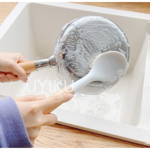 Wooden handle pot washing brush multifunctional long handle kitchen cleaning pot brush non-stick oil pot brush pots and dishes bowl brush