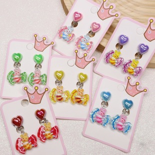 Girls Cute Cartoon Butterfly Anti-Pain Ear Clip Girls Color Love Butterfly Ear Holes False Earrings