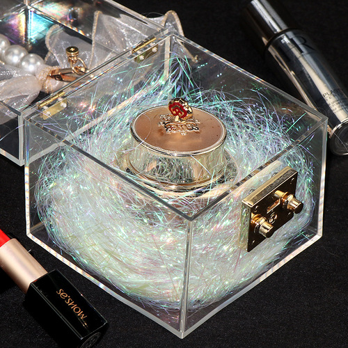 100g 1MM fantasy silk metallic bright silk transparent acrylic gift box wedding candy box filled with raffia wholesale