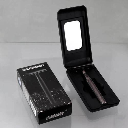 Geely Jingmin Manual Razor, Vintage Double-Blade Shaving Knife, All-Metal Black Design, Dual-Sided Face Shaver