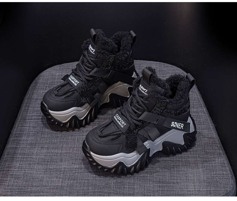 Giày sneaker nữ đế dày phong cách Hàn Quốc, lót lông cừu giữ ấm, tăng chiều cao — M2993 Trắng một lớp, M2993-1 plus nhung xám, M2993 plus trắng nhung, M2993-1 plus nâu nhung chi tiết 24