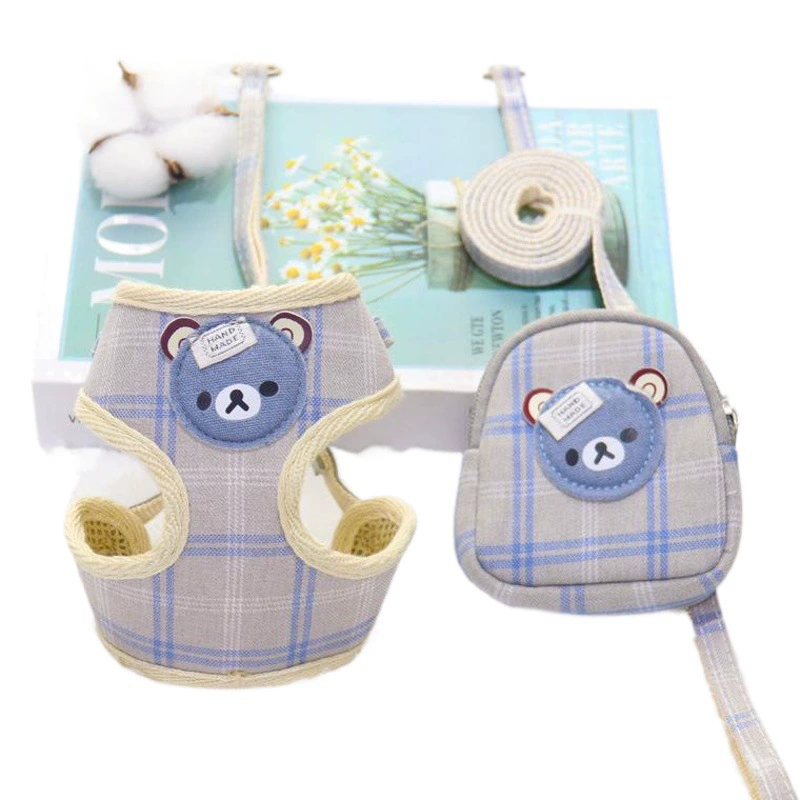 Amazon Новые товары для домашних животных поводок для собак с сумкой для закусок клетчатый нагрудный поводок для домашних животных нагрудный ремень