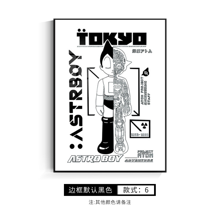 小紅書アトム装飾画寝室机児童室掛け画直播間ネット赤ミルクティー店装飾画