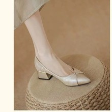 尖头复古新中式国风优雅不累脚旗袍绣搭中跟单鞋女