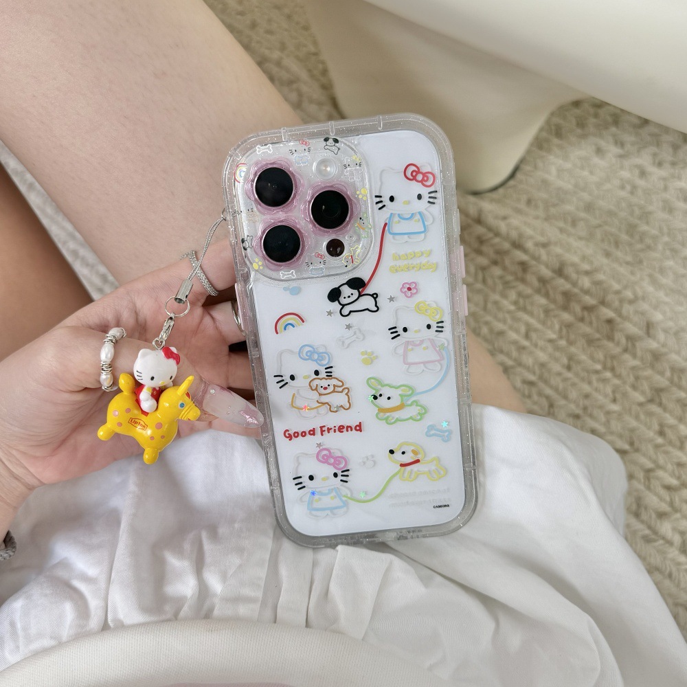 Linda línea divertida KT cat para Apple 16ProMax funda para teléfono móvil 15Pro nuevo 14/13 simple 15PM