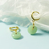 Protective amulet, buckle jade, retro earrings, elegant advanced accessory, high-quality style