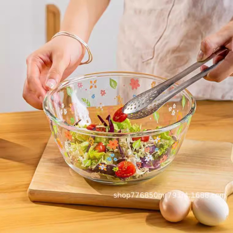 Glass Bowl High Borosilicate Transparent Instant Noodle Soup Bowl Household Japanese Egg Beater and Basin Fruit Dessert Salad Bowl