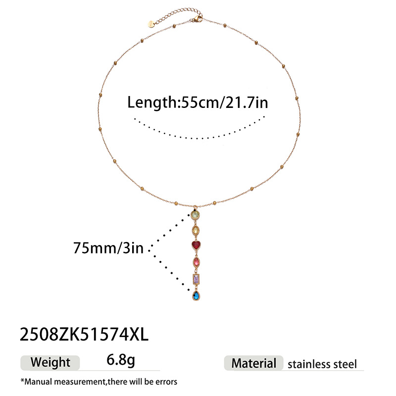 TENA Europa y los Estados Unidos transfronterizos cadena de esferas de oro de moda color zircon collar en forma de Y lujo ligero de alta calidad joyería de mujer