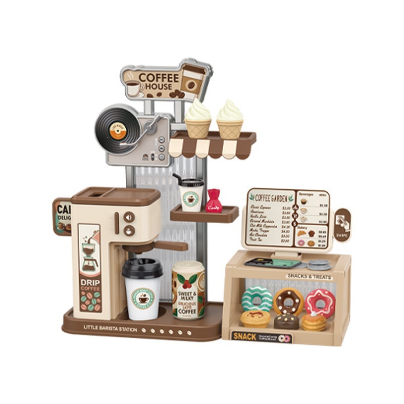 Simulación transfronteriza de sonido y luz para niños supermercado de compras postre helado mesa de agua de café vendedor juguetes caseros