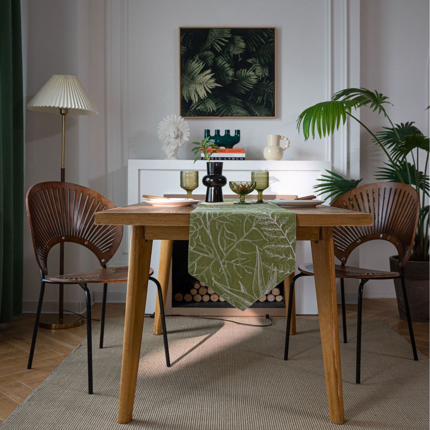 伊缦琪韵印花桌旗叶子双层工艺 茶几美式乡村简约茶几电视柜