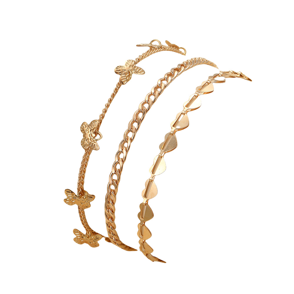 Joyas europeas y estadounidenses transfronterizas nuevas moda de arena metálica estilo de playa personalidad en simple mariposa corazón de桃archuelo 3 piezas conjunto image 5