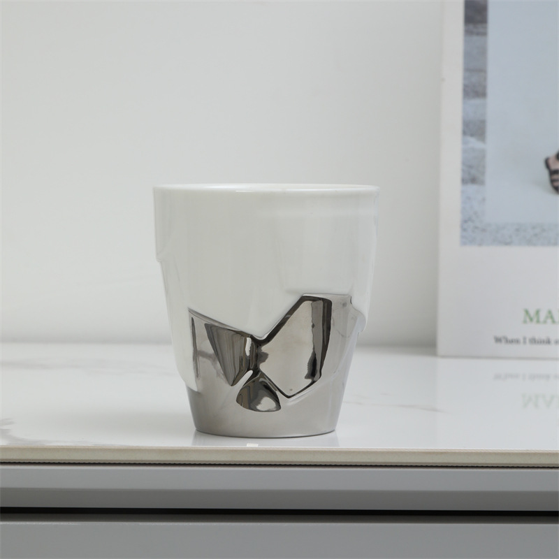 306 handleless bamboo cup-half silver 250ml