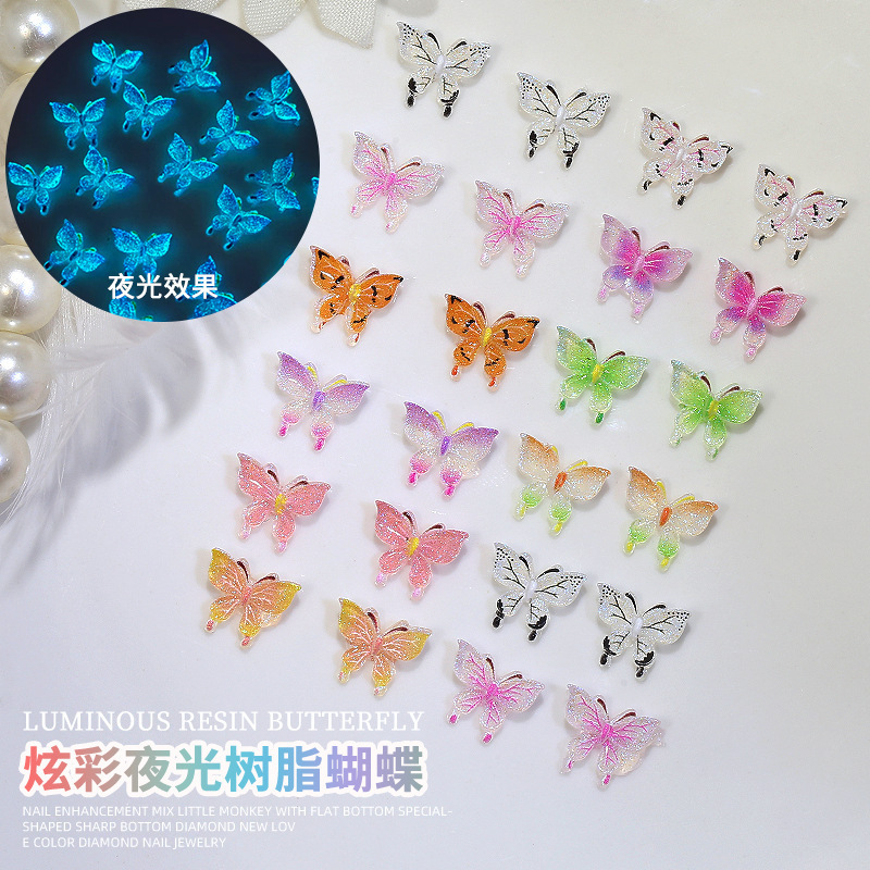 Internet Celebrity Elf Butterfly Nail Art Accessories Wholesale Stereo Colorful Gradient Luminous Fairy Butterfly DIY Nail Decoration Internet Celebrity Elf Butterfly Nail Art Accessories Wholesale Stereo Colorful Gradient Luminous Fairy Butterfly DIY Nail Decoration