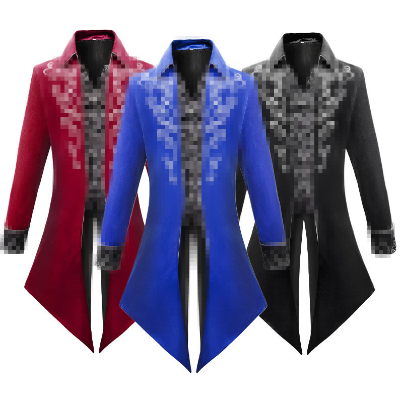Medieval European Retro Performance Coat Gentleman's Gorgeous Swallowtail Palace Style Adult Men's Long Coat COS