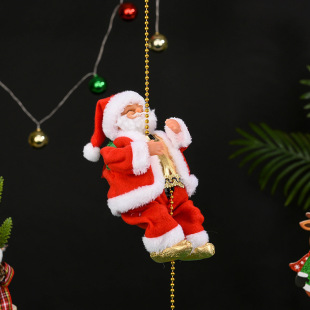 Climbing beads old man doll electric music Santa Claus Christmas pendant will climb beads Santa Claus decorations
