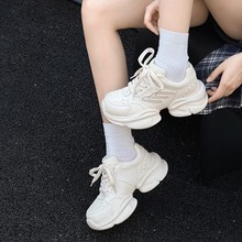 欧洲站真皮老爹鞋女2025秋季新款皮面透气小个子增高运动休闲鞋
