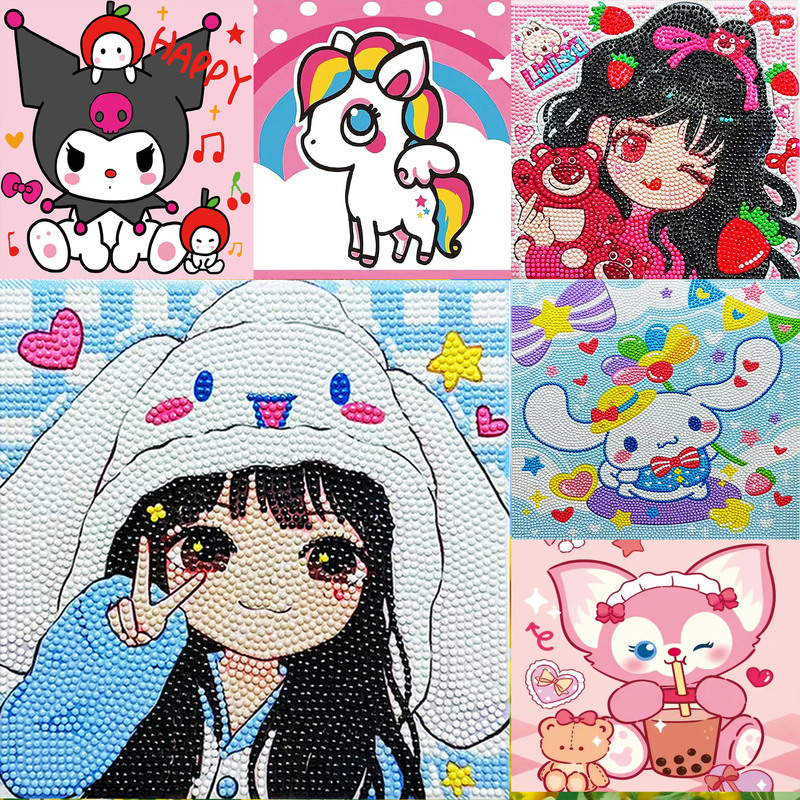 20*20 Diamond Painting Handmade DIY Kidsren's Full Diamond Painting Masonry Painting Stickers Cartoon Kuromi Bedroom Decoration Painting