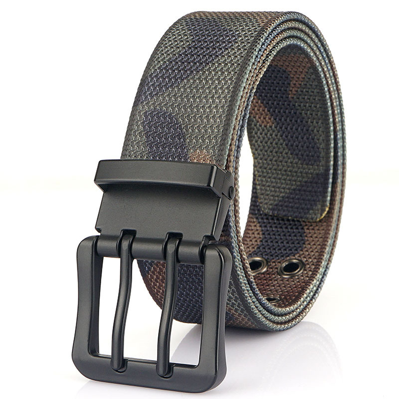 2022 new double pin buckle durable strong nylon men's belt fashion youth casual quick-drying belt