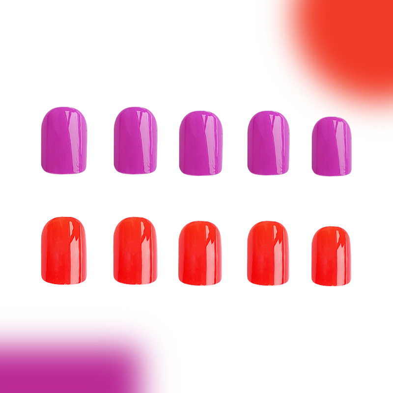 Unhas curtas de verão escuras brilhantes elegantes quadradas de quatro cores para unhas, comércio exterior, desgaste, beleza, peça destacável, 24 peças_voghion.com