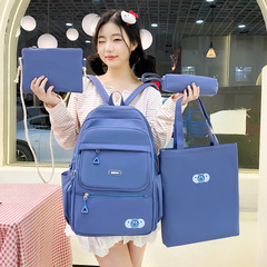 新款休閒百搭多層雙肩包女初中生高中生背包大容量高顏值學生書包