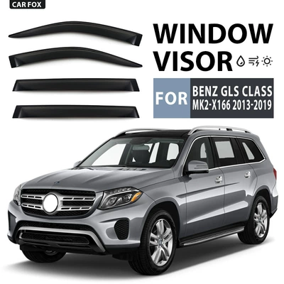 Window visor, Rain shield - standard-packing-without-logo-mercedes-benz-gls-class-mk2-x166-2013-2019-plexiglass-no-bright-strip-window-rain-blower