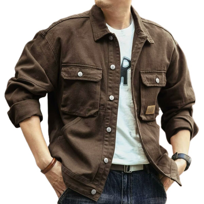 Retro Denim Jacket Men's Autumn And Winter Washed Lapel Jacket Trendy Workwear_voghion.com