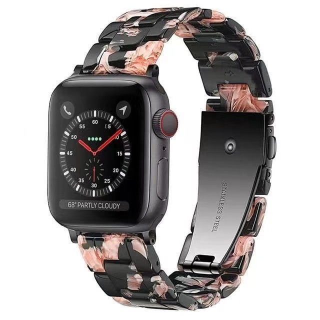 Adecuado para Apple S8 correa de reloj Applewatch7-1 generación hebilla de acero inoxidable tres cuentas resina iwatch se correa de reloj