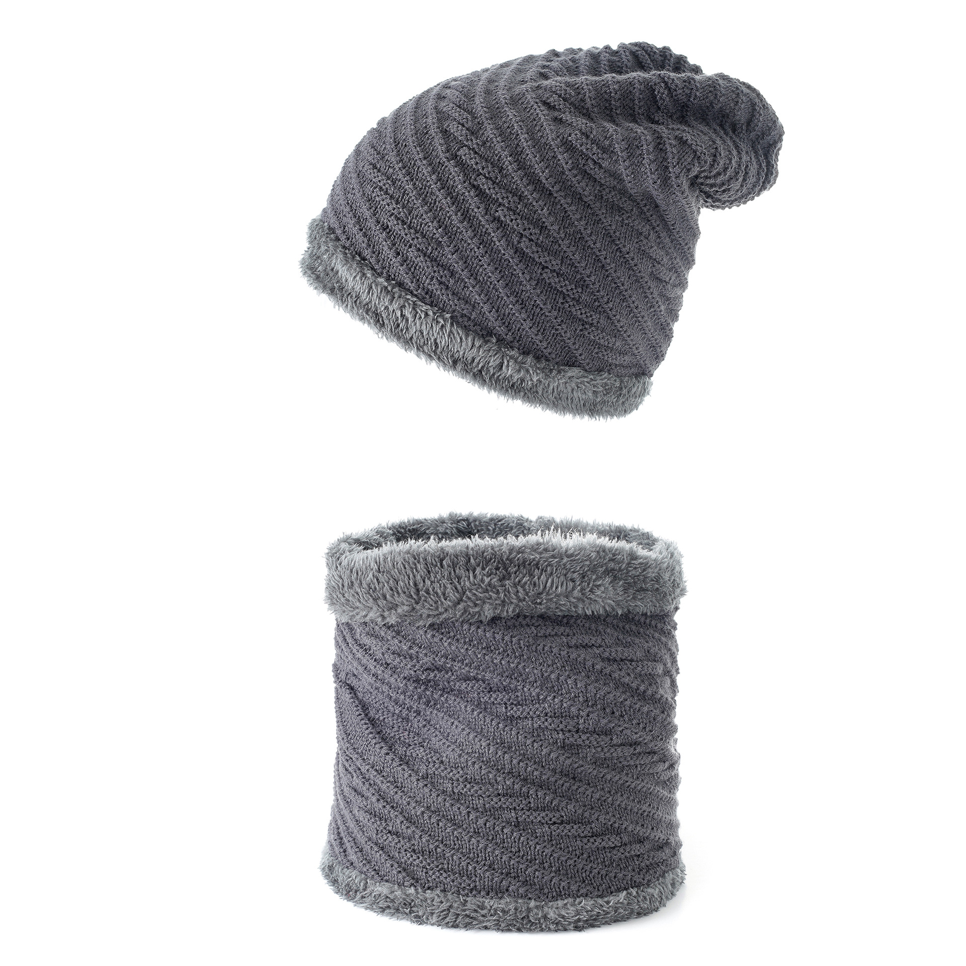 Otoño e Invierno con forro polar cálido sombrero de punto al aire libre sombrero de lana a prueba de frío sombrero de los hombres suéter sombrero bufanda traje de dos piezas image 3