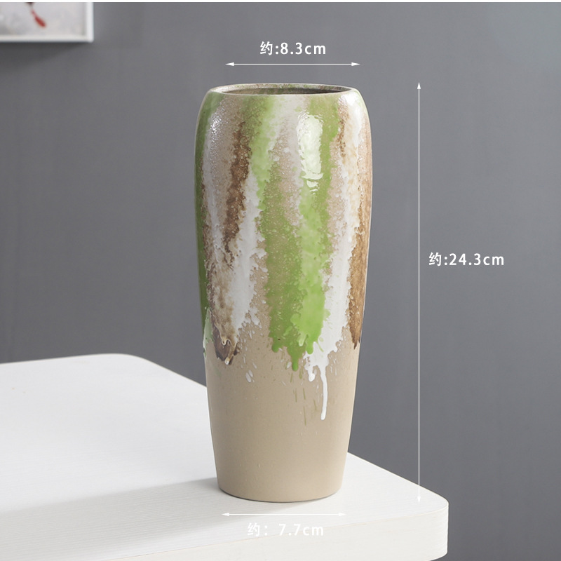 軽い豪華な陶磁器の花瓶の中国式の復古の客間は件の乾いた花の水を飾って生け花器の手作りの陶缶の花器の装飾を植えます。|undefined