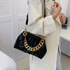 Lock, fashionable shoulder bag, retro one-shoulder bag for oily skin, 2023 collection