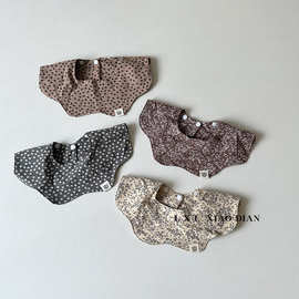 婴儿口水巾春秋季韩系洋气小碎花围兜婴幼儿小月龄宝宝辅食围兜潮