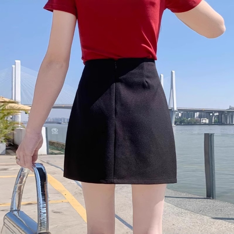 2025春秋装新款韩版高腰百搭显瘦不规则防走光西装包臀半身裙短裙|undefined
