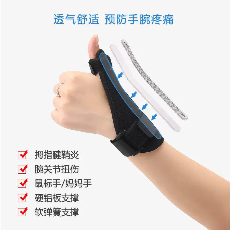 护腕手腕扭伤骨折腱鞘护大拇指铝板支撑护手护具手指固定保护套