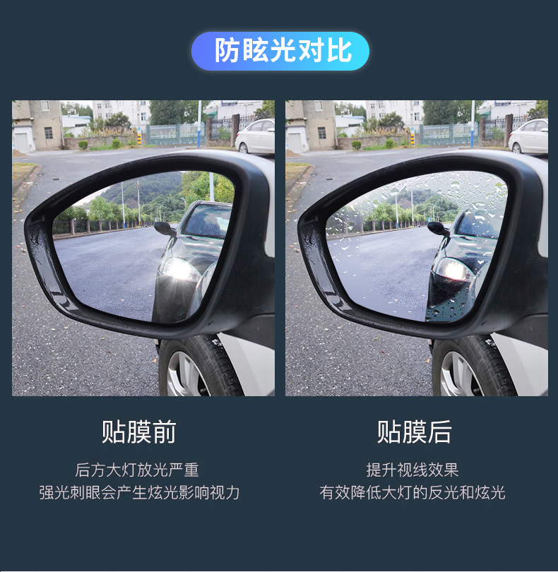 Car Rearview Mirror Rainproof Film, Reversing Mirror Anti-Fog Film, Reflector Water Repellent, Nano Waterproof Side Window Film, Universal