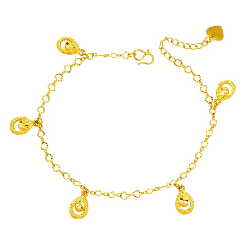Cruz-frontera nueva pulsera de oro de Vietnam de las mujeres de moda gota de agua colgante tobillera de cobre 24K chapado en oro de la joyería