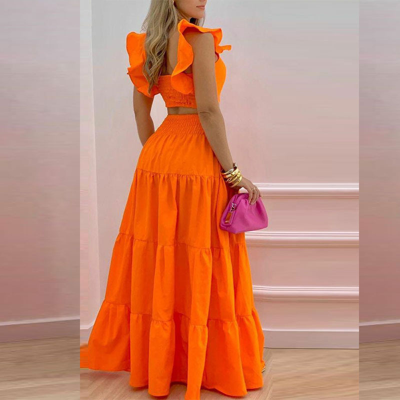 2026 Cross-Border Foreign Trade European And American Women's Clothing Spring New Style Solid Color Sexy Strap Long_ecoleips.com