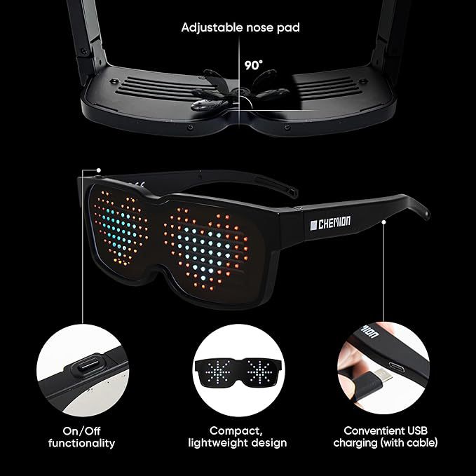 Animación de pantalla LED gafas luminosas tema bar fiesta LED flash gafas APP tecnología gafas a todo color image 4