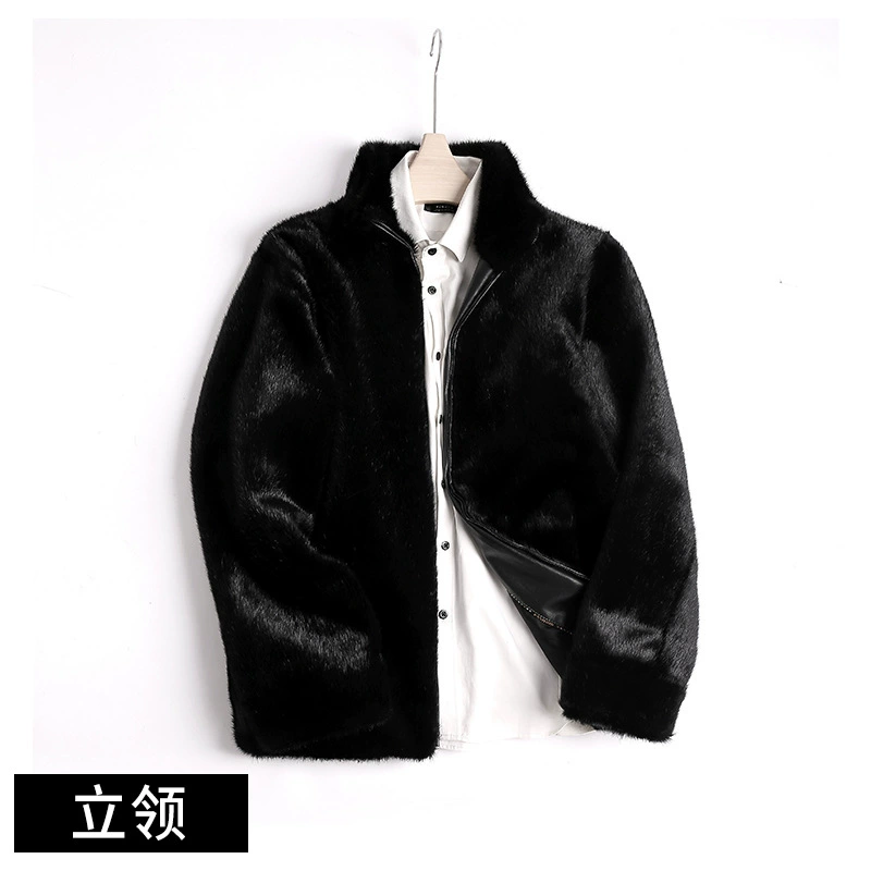Шуба из меха кролика мужская зимняя имитация водяного меха velour мех объединенная целая шуба из норки с золотыми нитями соединение меха velour