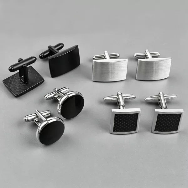 Amazon Cross-Border Set Square Plaid Shirt Cufflinks Copper Rectangular Electroplated Brushed Shirt Suit Cufflinks