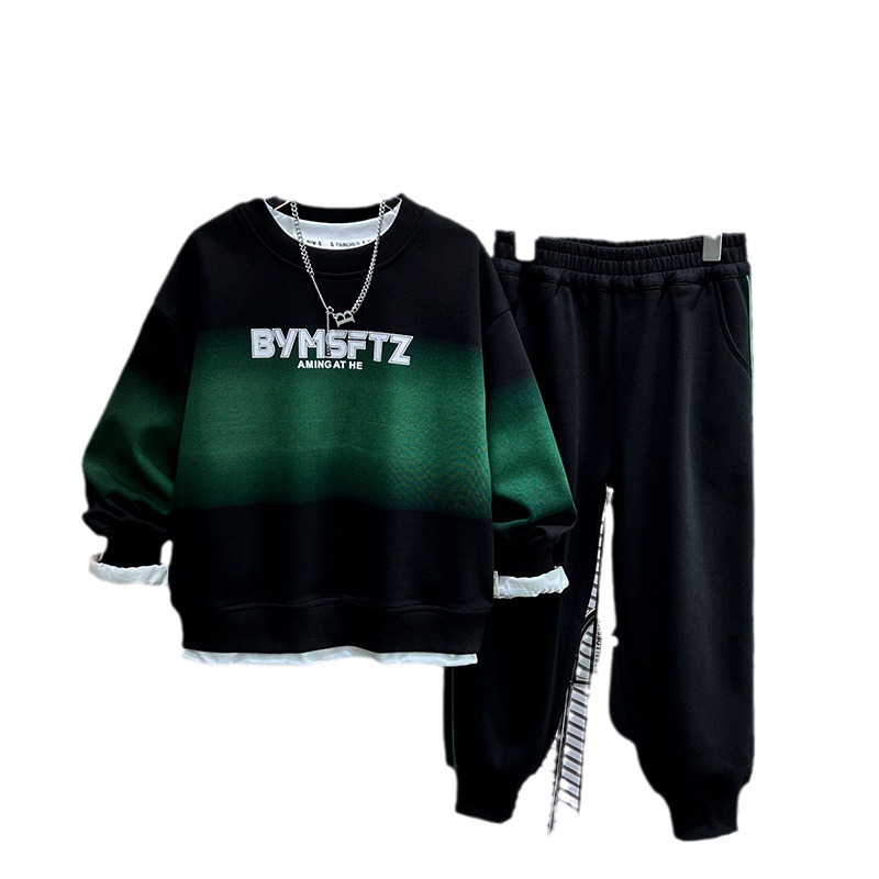 Traje Primavera Traje casual 2024 Nuevo suéter de dos piezas de primavera y otoño para niños grandes y medianos